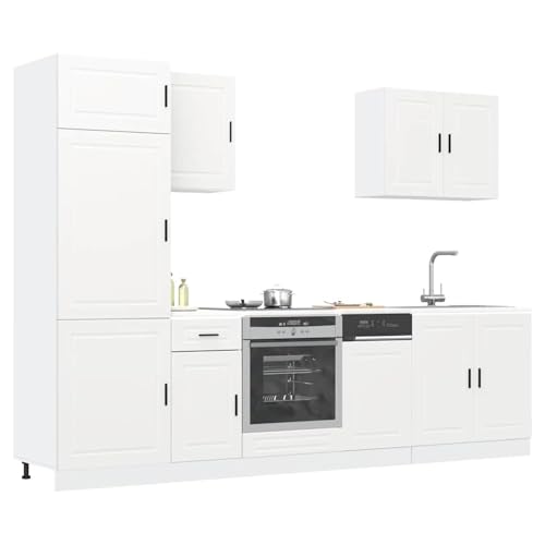 Somanki 7-TLG. Küchenschrank-Set Kalmar Weiß Holzwerkstoff, Küchenzeile, Küchenmöbel, Küchenunterschränke, Küchenblock - 3314781 von Somanki