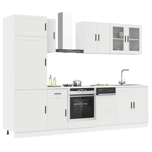 Somanki 8-TLG. Küchenschrank-Set Kalmar Weiß Holzwerkstoff, Küchenzeile, Küchenmöbel, Küchenunterschränke, Küchenblock - 3314811 von Somanki
