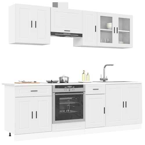 Somanki 8-TLG. Küchenschrank-Set Kalmar Weiß Holzwerkstoff, Küchenzeile, Küchenmöbel, Küchenunterschränke, Küchenblock - 3314841 von Somanki