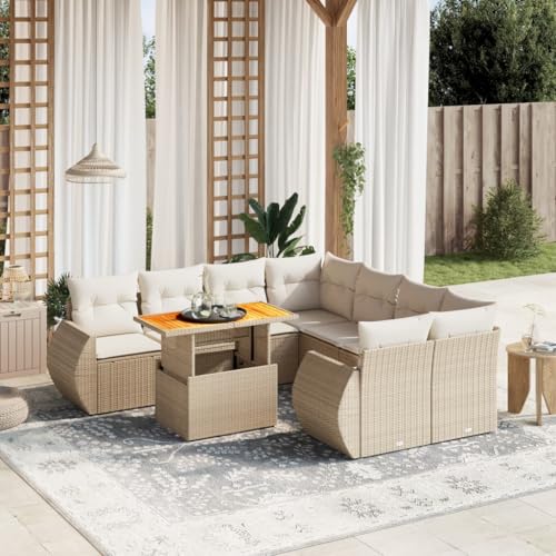 Somanki 9-TLG. Garten-Sofagarnitur mit Kissen Beige Poly Rattan, Balkonmöbel Set, Gartenmöbel Set, Gartenlounge Set, Terassenmöbel, Loungemöbel Terrasse - 3272122 Somanki 9-TLG. Garten-Sofagarnitur mit Kissen Beige Poly Rattan, Balkonmöbel Set, Gartenmöbel Set, Gartenlounge Set, Terassenmöbel, Loungemöbel Terrasse - 3272122 von Somanki