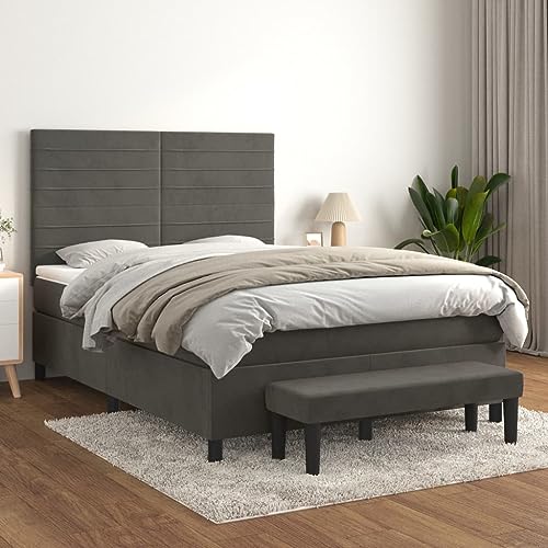 Somanki Boxspringbett mit Matratze Dunkelgrau 140x200 cm Samt, Bettgestell, Schlafzimmer Bett, Bed Frame - 3137906 von Somanki