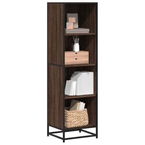 Somanki Bücherregal Braun Eichen-Optik 40x35x139 cm Holzwerkstoff, Bookshelf, Regalbrett, Book Shelf, Bücher Regal, Deko Regal Wohnzimmer, Standregal - 849128 von Somanki