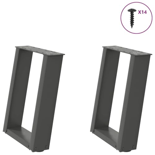 Somanki Couchtischbeine U-Form 2 STK. Anthrazit 38x(42-43) cm Stahl, Living Room Table, Wohnzimmertisch, Beistelltisch, Side Table & End Table, Coffee Table - 4012762 von Somanki