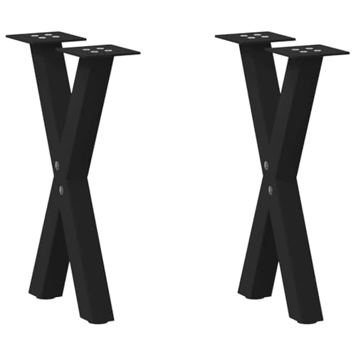 Somanki Couchtischbeine X-Form 2 STK. Schwarz 28x(42-43) cm Stahl, Living Room Table, Wohnzimmertisch, Beistelltisch, Side Table & End Table, Coffee Table - 4012888 von Somanki