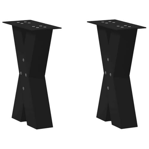 Somanki Couchtischbeine X-Form 2 STK. Schwarz 28x(42-43) cm Stahl, Living Room Table, Wohnzimmertisch, Beistelltisch, Side Table & End Table, Coffee Table - 4012948 von Somanki