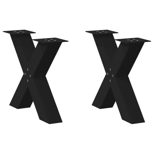 Somanki Couchtischbeine X-Form 2 STK. Schwarz 60x(42-43) cm Stahl, Living Room Table, Wohnzimmertisch, Beistelltisch, Side Table & End Table, Coffee Table - 4012960 von Somanki