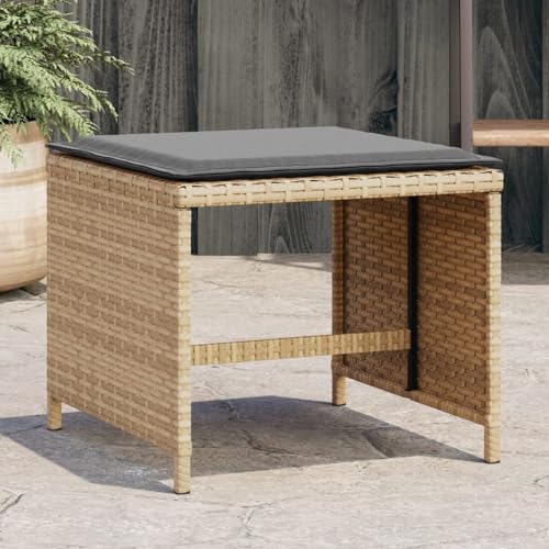 Somanki Gartenhocker Kissen 4Stk. Beigemischung 41x41x36 cm Poly Rattan, Balkon Hocker, Fusshocker Garten, Hocker Garten, Fußhocker Für Sessel, Gartenmöbel Hocker - 365054 von Somanki