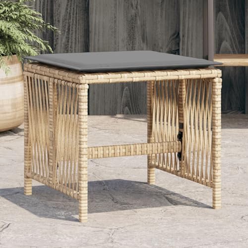 Somanki Gartenhocker Kissen 4Stk. Beigemischung 41x41x36 cm Poly Rattan, Balkon Hocker, Fusshocker Garten, Hocker Garten, Fußhocker Für Sessel, Gartenmöbel Hocker - 365061 von Somanki