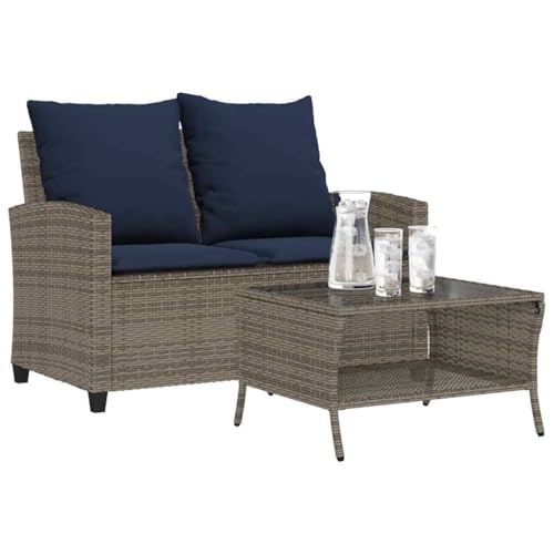 Somanki Gartensofa 2-Sitzer mit Kissen & Tisch Grau Poly Rattan, Gartenlounge, Garden Sofa, Balkonmöbel, Gartenmöbel, Loungemöbel - 4103852 Somanki Gartensofa 2-Sitzer mit Kissen & Tisch Grau Poly Rattan, Gartenlounge, Garden Sofa, Balkonmöbel, Gartenmöbel, Loungemöbel - 4103852 von Somanki