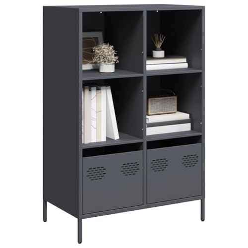 Somanki Highboard Anthrazit 68x39x103,5 cm Stahl, Kommode, Sideboard, Schuhkommode, Komodenschrank, Kleiderkommode, Küchenanrichte, Flurkommode, Esszimmerschrank - 851384 von Somanki