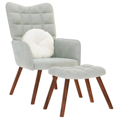 Somanki Relaxsessel mit Hocker Hellgrau Samt, Fernsehsessel, Kinosessel, Lesesessel, Tv Sessel, Ohrensessel, Armsessel, Seselstuhl Wohnzimmer - 4016821 von Somanki