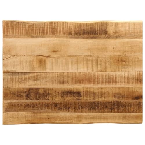 Somanki Tischplatte mit Baumkante 80x60x3,8 cm Raues Mango Massivholz, Arbeitsplatte, Holzplatte, Schreibtischplatte, Waschtischplatte, Küchenarbeitsplatte - 370692 von Somanki
