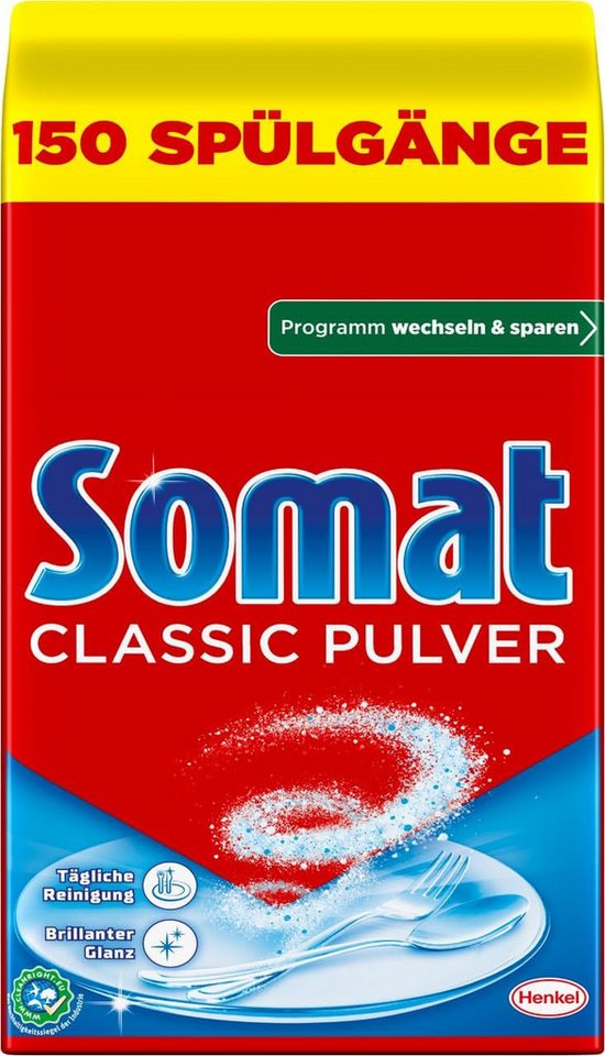 Somat 1x Somat Classic Pulver, Spülmaschinenreiniger, Großpackung, 2,4 Kg Spülmaschinenpulver (1-St. für die tägliche Reinigung mit brillantem Glanz) von Somat