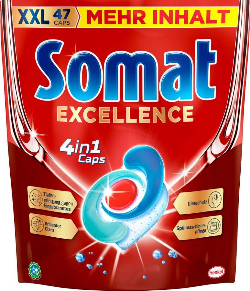 Somat 4in1 Caps Excellence 47 Tabs Spülmaschinentabs (XXL-Pack, [47-St. Geschirrspültabs mit Tiefenreinigung & Spülmaschinenpflege) von Somat