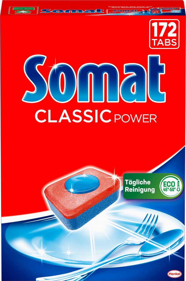 Somat Somat Tabs Classic Power 172AW Geschirrspüler 2,855kg Spülmaschinentabs (XXL-Vorratspack, [172-St. Geschirrspültabs für kraftvolle Reinigung & strahlend sauberes Geschirr) von Somat