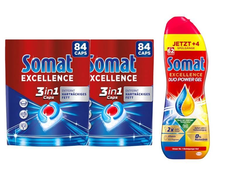 Somat SOMAT 3in1 Caps 84 Tabs 2x + Gel – Reinigung & Glanz Spülmaschinentabs Somat SOMAT 3in1 Caps 84 Tabs 2x + Gel – Reinigung & Glanz Spülmaschinentabs von Somat