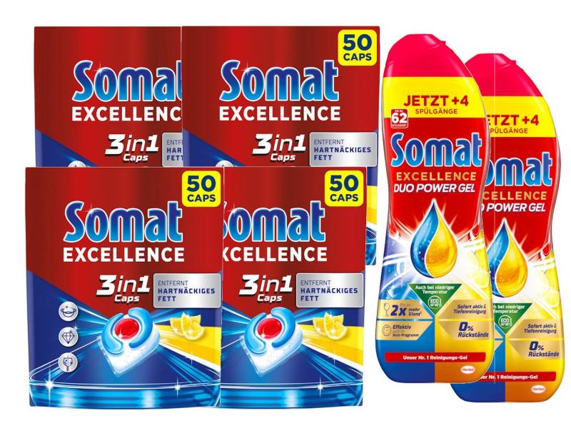 Somat SOMAT 3in1 Lemon Tabs 4x + Gel – Zitronenfrisch Spülset Spülmaschinentabs von Somat
