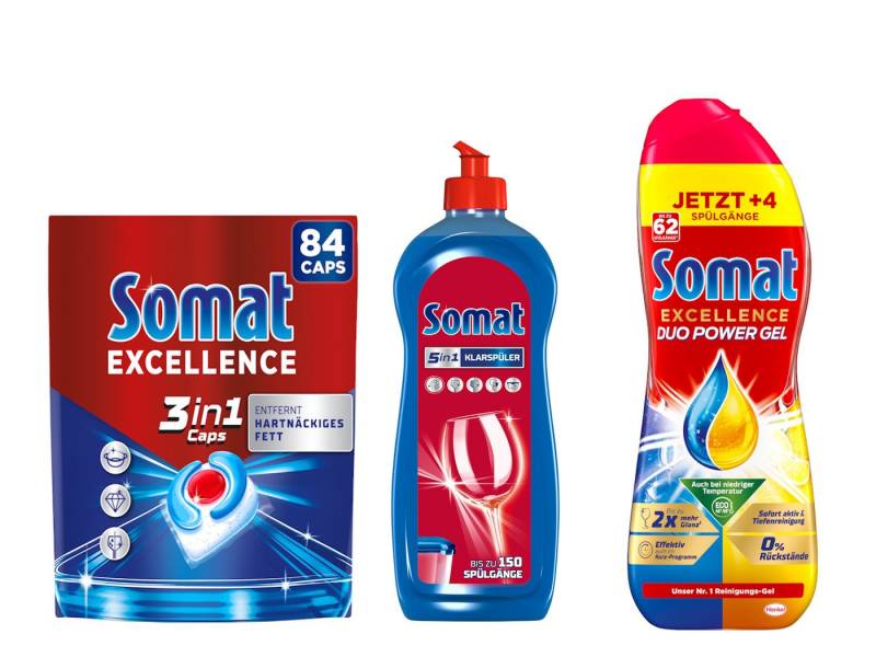 Somat SOMAT 84 Caps + Gel + Klarspüler – Glanz Set Spülmaschinentabs Somat SOMAT 84 Caps + Gel + Klarspüler – Glanz Set Spülmaschinentabs von Somat