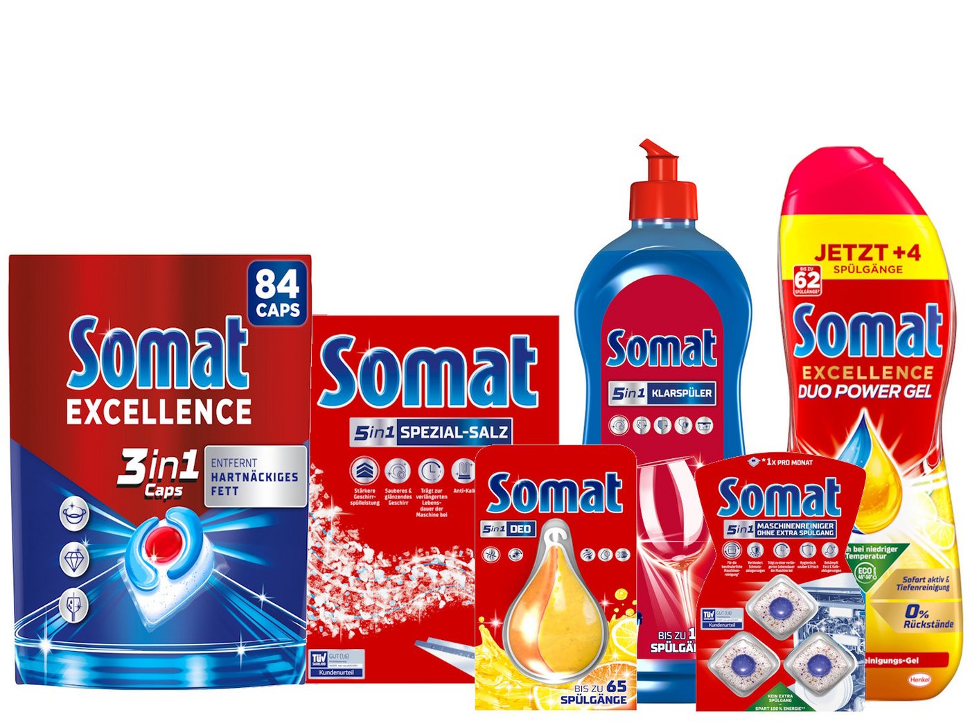 Somat SOMAT 84 Caps + Gel + Salz – Tabs Klarspüler Reinigung Spülmaschinentabs von Somat