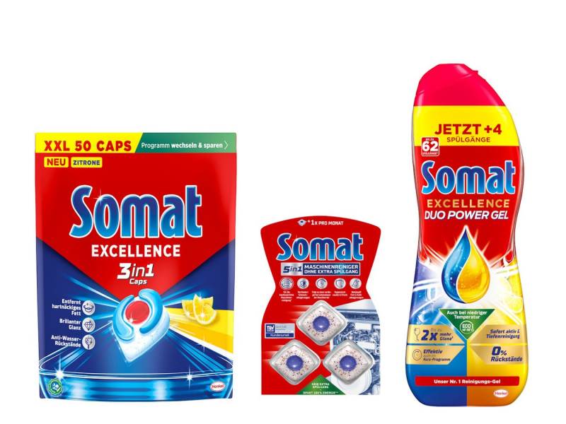 Somat SOMAT Lemon Caps 50 St. + Duo Gel + Maschinenreiniger Spülmaschinentabs Somat SOMAT Lemon Caps 50 St. + Duo Gel + Maschinenreiniger Spülmaschinentabs von Somat