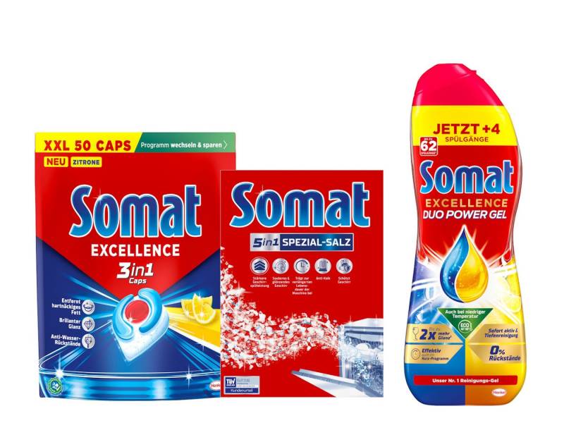 Somat SOMAT Lemon Caps 50 St. + Duo Gel + Spezial-Salz 1,2kg Spülmaschinentabs von Somat