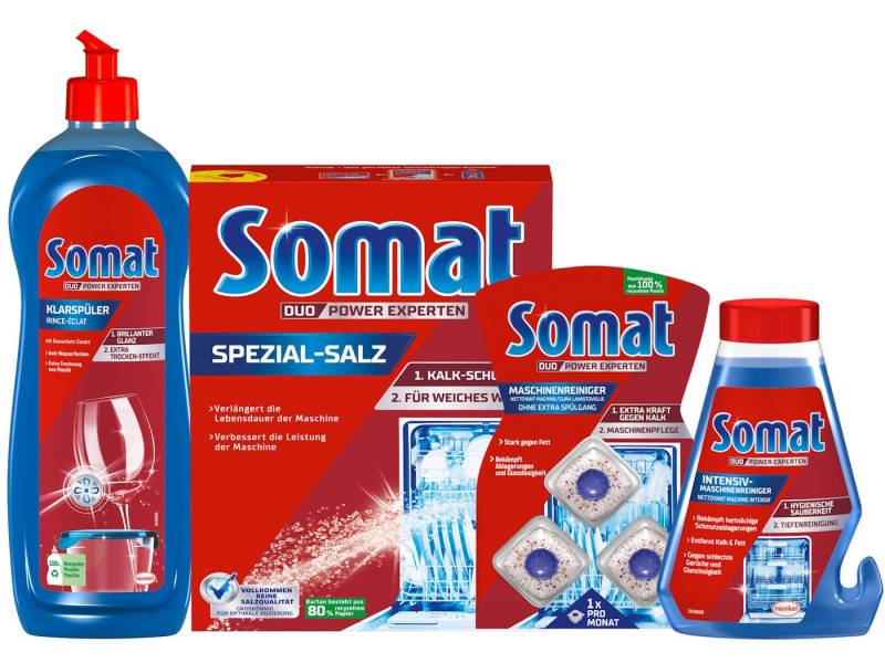Somat Somat Klarspüler + Maschinenreiniger + Salz Intensiv Reiniger Klarspüler (Spar-Set, [4-St) von Somat
