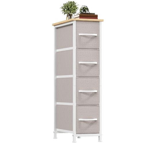 Somdot Kommode Schmal mit 4 Schubladen aus Stoff, Sideboard mit Holzplatte, Schrank für Wohnzimmer Flur, Komodenschrank, Küchenschrank, Schlafzimmerschrank, Ashgrau Somdot Kommode Schmal mit 4 Schubladen aus Stoff, Sideboard mit Holzplatte, Schrank für Wohnzimmer Flur, Komodenschrank, Küchenschrank, Schlafzimmerschrank, Ashgrau von Somdot