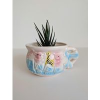 Vintage 1950Er/60Er Jahre Übertopf Für Baby-Kinderzimmer in Blau, Rosa Und Gelb. Übergroße Pflanzschale, Retro Planter von SomeLikeItRetroCo