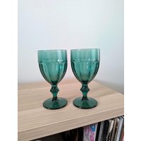Vintage Libbey Gibraltar Emerald Green Kelche - 1980Er Jahre Retro Barware, 2Er Set von SomeLikeItRetroCo