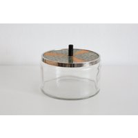Vintage Dose Aus Glas Mit Gemustertem Deckel Metall von SomeVintageShop
