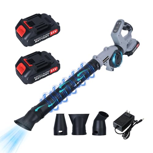 Akku Laubbläser, 21V 160 MPH Akku Gebläse mit 1500mAh Akkus und Ladegerät, 180CFM 3 Gänge einstellbar Elektrischer Laubbläser für Rasenpflege, Terrasse (Grau) von Somerway