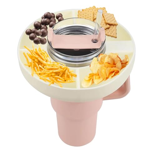 Snackschale für Stanley-Becher, Tumbler-Snack-Tablett, kompatibel mit Stanley-Becher, 1,2 l mit Griff, wiederverwendbare Snack-Aufbewahrung, oberer Ring, Süßigkeitentablett mit 4 Fächern für Stanley von Somerway