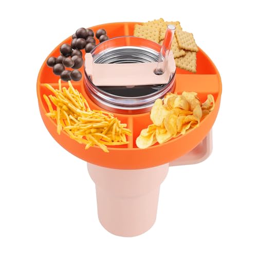 Snackschale für Stanley Cup, Tumbler Snack-Tablett kompatibel mit Stanley Cup 40 oz mit Griff, wiederverwendbare Snack-Aufbewahrung oberer Ring Süßigkeitentablett mit 4 Fächern für Stanley Cup Zubehör von Somerway