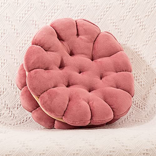 Somerway Sandwich-Keks-Plüsch-Kissen, niedliche Überwurfkissen – weiches Sitzkissen, rundes Bodenkissen, Keks-Sofakissen für Wohnzimmer, Schlafzimmer, Couch-Dekor Rosa 16,93" von Somerway