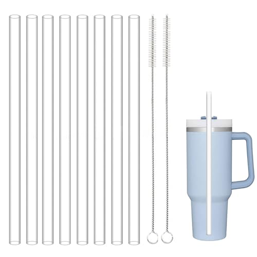 Wiederverwendbare Strohhalme Plastik für Stanley Adventure Quencher Reisebecher 40oz, 31cm 8 Stück Ersatz Trinkhalme mit 2 Reinigungsbürsten für Stanley 20/30/40 oz Stanley Tumbler (8Pcs) von Somerway