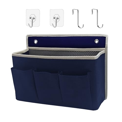2 x Wand-Organizer-Tasche/Hängekörbe mit großem Netzfach und 3 Taschen, zum Aufhängen über der Tür, platzsparende Aufbewahrung für Schlafzimmer, Wohnmobil, Schrank (Marineblau, 1 Stück) von Someteth