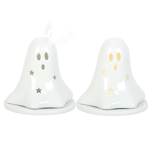 Hey Boo Ghost Keramik Teelichthalter – Gruseliger Halloween-Kerzenhalter für spukig schöne Atmosphäre – perfekte Halloween-Dekoration von Something Different Wholesale