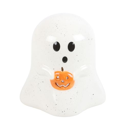 Skurriler Geister-Teelichthalter mit Kürbis-Akzent, Halloween-Dekoration für Ambiente, hochwertige Handwerkskunst, vielseitige Tischdekoration, 11 cm hoch Skurriler Geister-Teelichthalter mit Kürbis-Akzent, Halloween-Dekoration für Ambiente, hochwertige Handwerkskunst, vielseitige Tischdekoration, 11 cm hoch von Something Different Wholesale