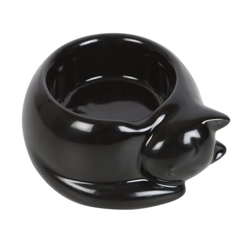 Something Different Teelichthalter mit schwarzer Katze – gemütliche Katzenfigur mit glänzender Oberfläche, einzigartiges Wohndekor-Accessoire und eleganter Teelichthalter von Something Different Wholesale