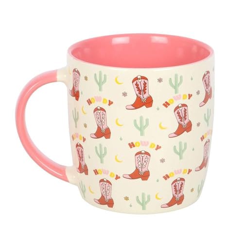Something Different Wholesale Cowboystiefel-Tasse mit Howdy Aufdruck - 360 ml Keramik-Kaffeetasse, Western-Rodeo-Design, mikrowellengeeignet, nur Handwäsche, ideal für Kaffeeliebhaber & von Something Different Wholesale