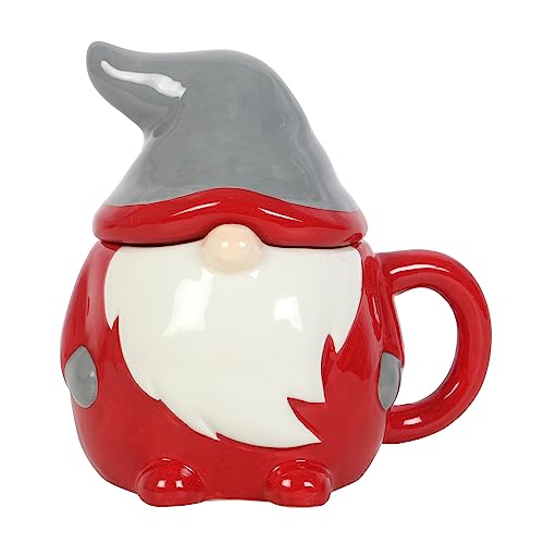 Something Different Wholesale Festive Gonk Becher mit Deckel, Weihnachtswichtel-Design, witziges Trinkgeschirr, 300 ml Fassungsvermögen von Something Different Wholesale
