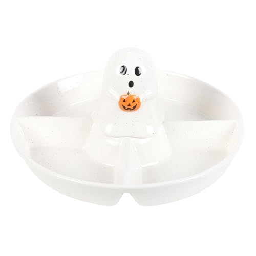 Something Different Wholesale Ghost Chip and Dip Snackschale: Ghoulishly Adorable Halloween Party Decor with Pumpkin Accent - Dual Functionality, Durable & Easy to Clean - Sure to Delight Guests! von Something Different Wholesale