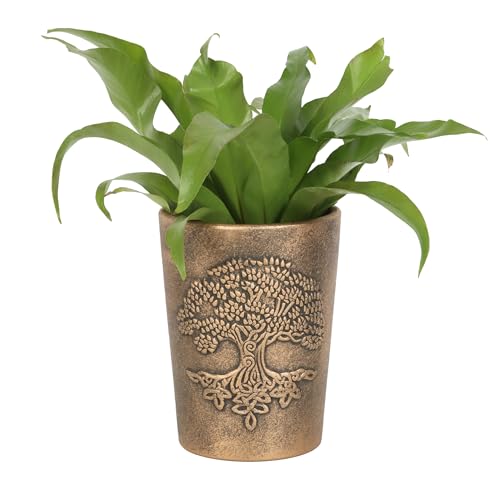 Something Different Wholesale LisaParker Baum des Lebens Mystischer Terrakotta-Blumentopf - Spirituelles Symbol Bronze Übertopf für Wachstum und Wiedergeburt, Antik-Bronze-Effekt Topf von Something Different Wholesale