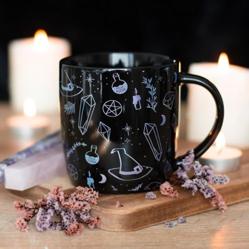 Something Different Wholesale Tasse mit Hexenmotiv aus Keramik, 325 ml, für Kristall-Enthusiasten, Hexendekoration, Geschenk für Hexen und Kristallliebhaber von Something Different Wholesale