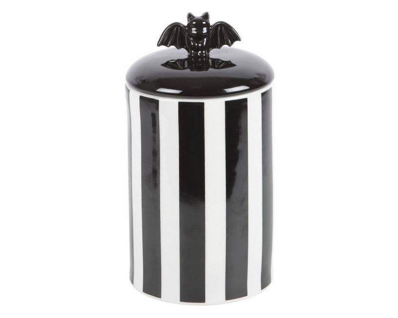 Something Different Aufbewahrungsdose Gothic Keksdose in schwarz-weiß gestreift mit Fledermaus von Something Different