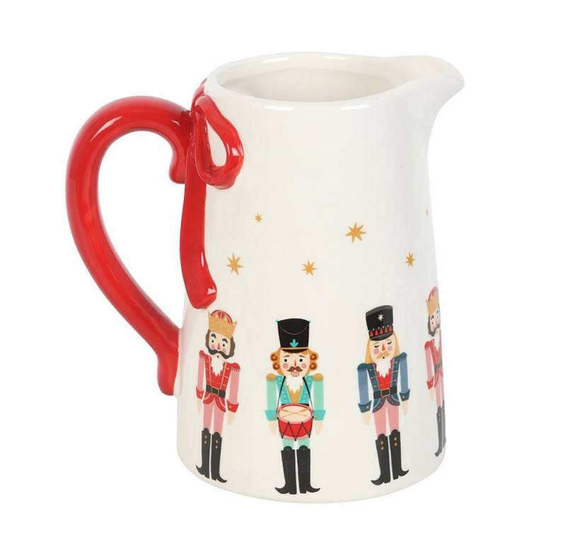 Something Different Aufbewahrungsdose Nussknacker Keramik Blumenkrug mit Schleife Weihnachten (Einzelstück, Nussknacker Keramik Blumenkrug mit Schleife Weihnachten) von Something Different