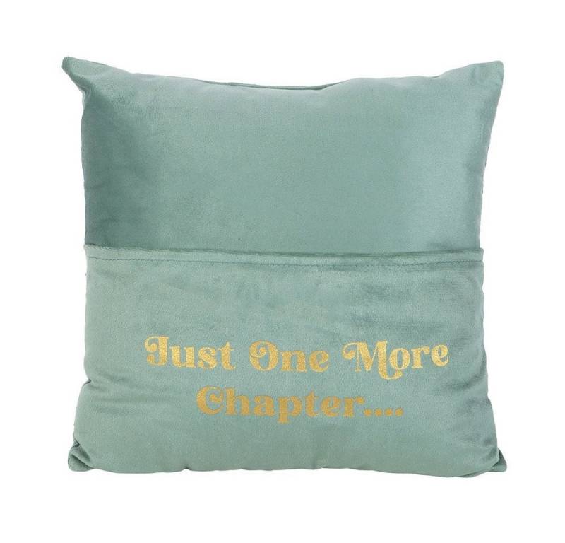 Something Different Dekokissen "The Book Club" Samt Dekokissen mit Spruch und Tasche grün-gold, "The Book Club" Samt Dekokissen mit Spruch und Tasche grün-gold von Something Different