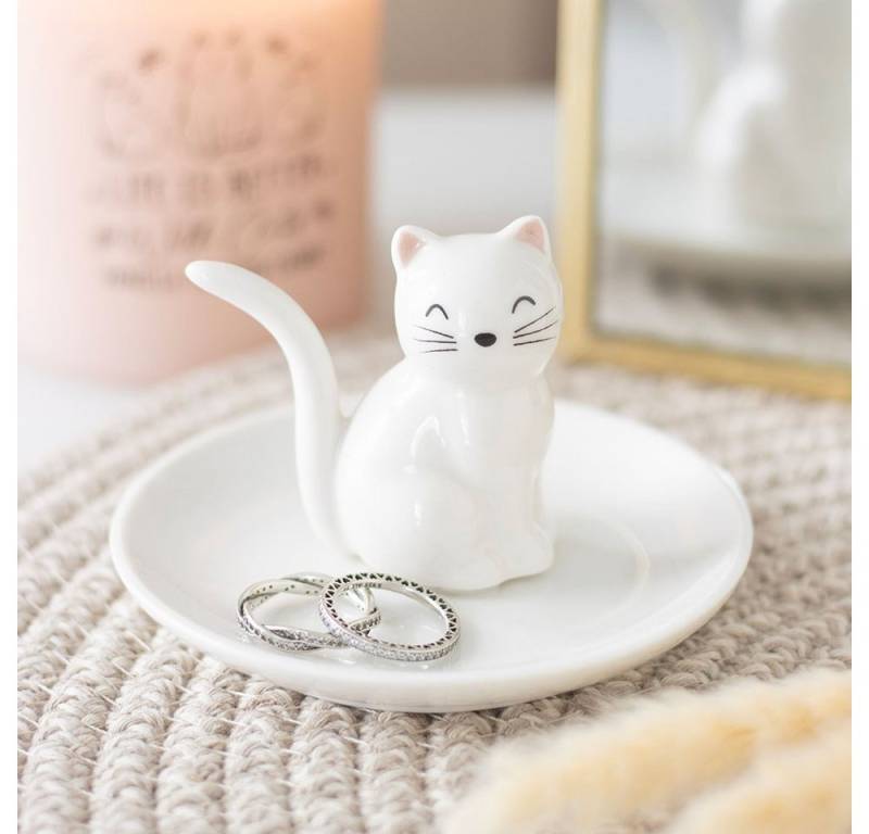 Something Different Dekoschale Sweet Schmuckschale weiße Katze Wohnaccessoires, Dekoobjekt von Something Different