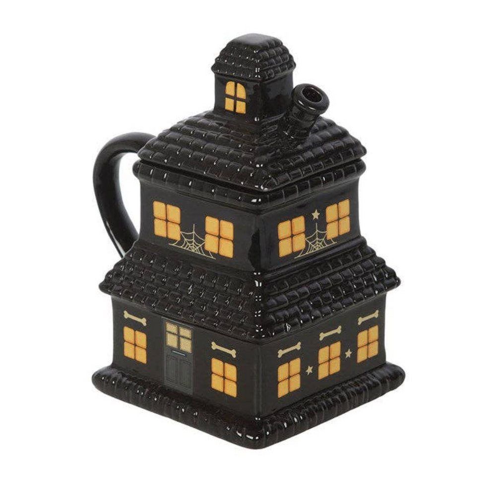 Something Different Tasse Schwarzer Spukhaus mit Deckel Gothic 3D Tasse, Schwarzer Spukhaus mit Deckel Gothic 3D Tasse von Something Different