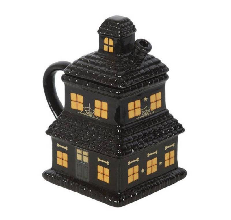 Something Different Tasse Schwarzer Spukhaus mit Deckel Gothic 3D Tasse, Schwarzer Spukhaus mit Deckel Gothic 3D Tasse von Something Different